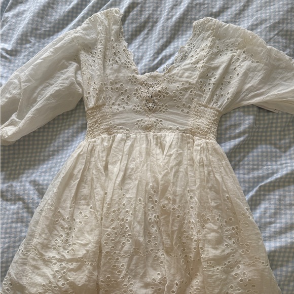 Free People White Embellished Long Sleeve Sundress - Picture 2 of 4